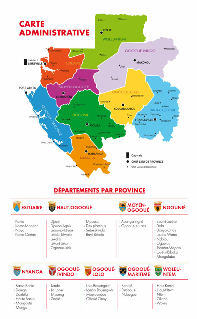 Carte administrative du Gabon